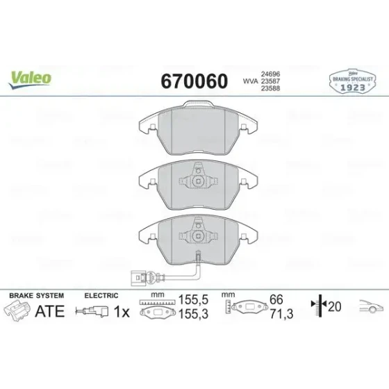 Valeo Ön Fren Balatası – 670060 / OEM 1K0698151C ürün görseli