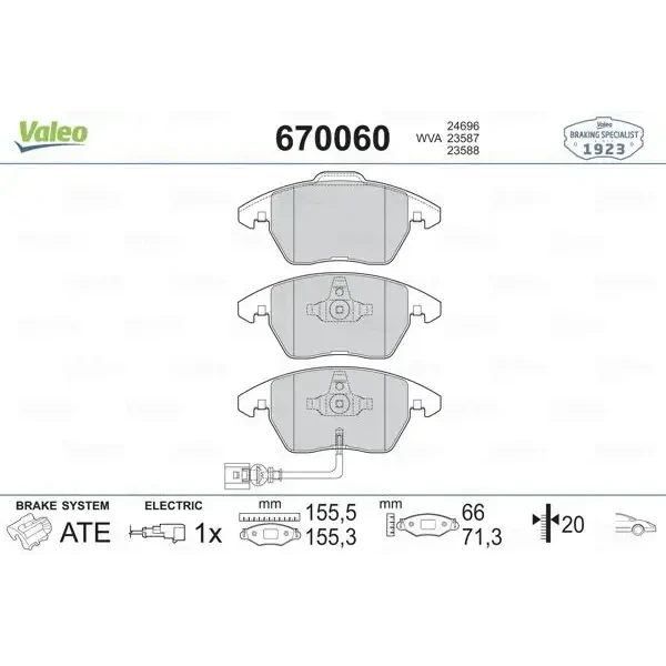 Valeo Ön Fren Balatası – 670060 / OEM 1K0698151C