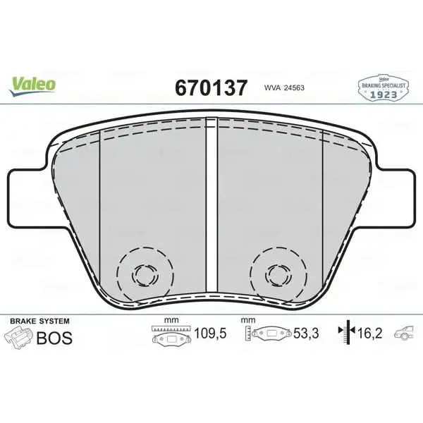 Valeo Arka Fren Balatası – 670137 / OEM 2K5698451