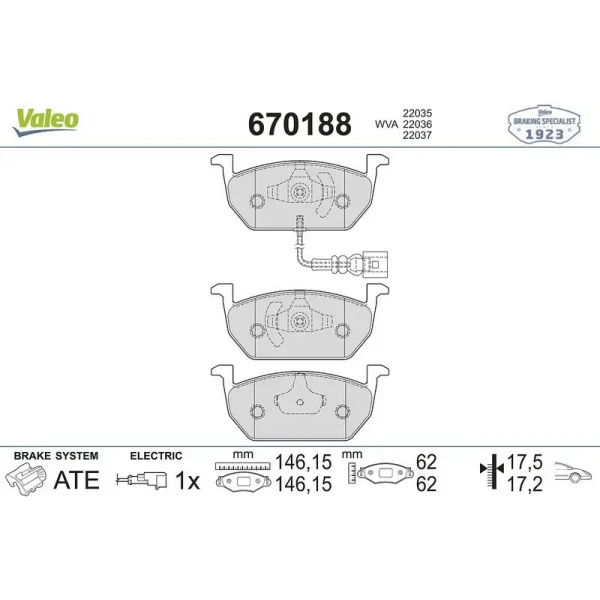 Valeo Ön Fren Balatası – 670188 / OEM 5Q0698151T