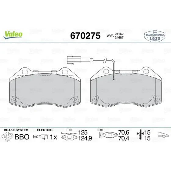 Valeo Ön Fren Balatası – 670275 / OEM 77364716 ürün görseli