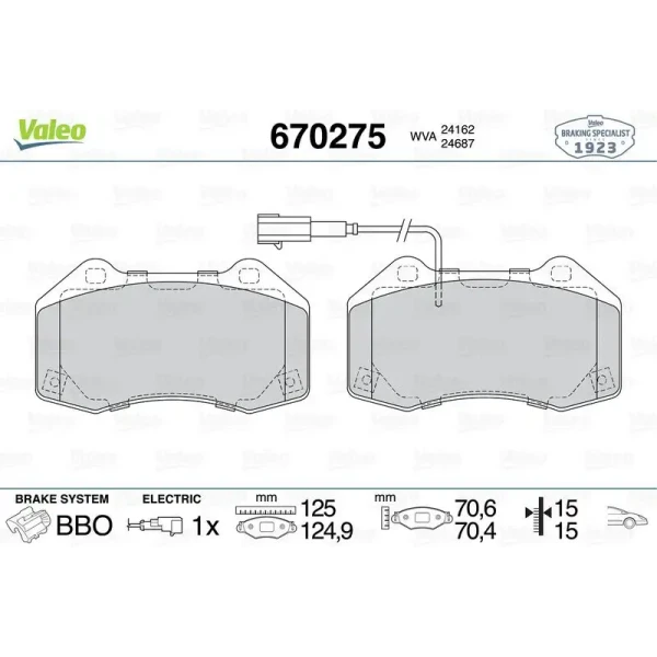 Valeo Ön Fren Balatası – 670275 / OEM 77364716