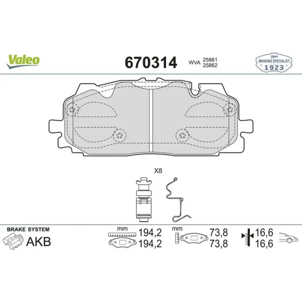 Valeo Ön Fren Balatası – 670314 / OEM 4M0698151AP