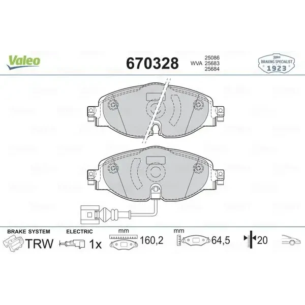 Valeo Ön Fren Balatası – 670328 / OEM 5Q0698151A