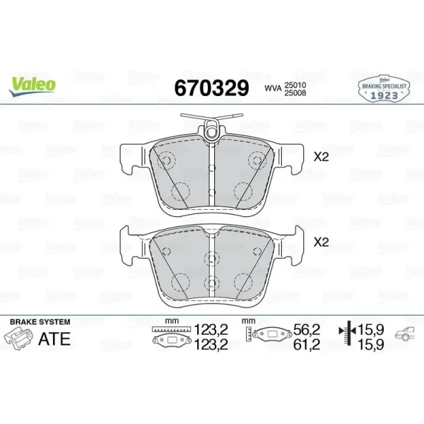 Valeo Arka Fren Balatası – 670329 / OEM 3Q0698451