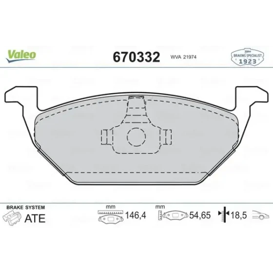 Valeo Ön Fren Balatası – 670332 / OEM 1J0698151J ürün görseli