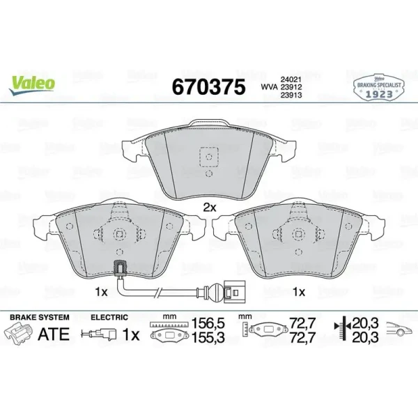 Valeo Ön Fren Balatası – 670375 / OEM 8J0698151F