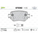 Valeo Arka Fren Balatası – 670392 / OEM 2K5698451A
