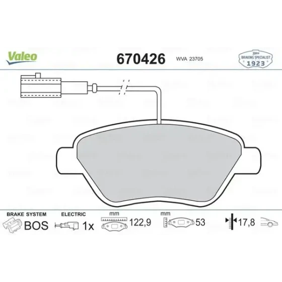 Valeo Ön Fren Balatası – 670426 / OEM 71754802 ürün görseli