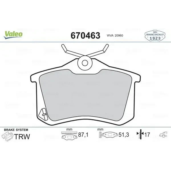 Valeo Arka Fren Balatası – 670463 / OEM 8E0698451K