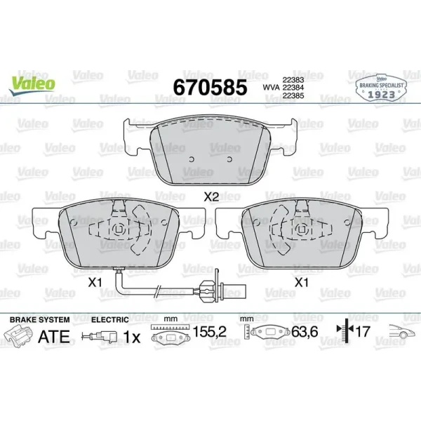 Valeo Ön Fren Balatası – 670585 / OEM 8W0698151AA