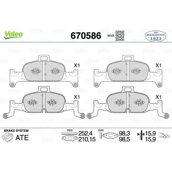 Valeo Ön Fren Balatası – 670586 / OEM 4K0698151AB ürün görseli