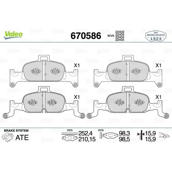 Valeo Ön Fren Balatası – 670586 / OEM 4K0698151AB