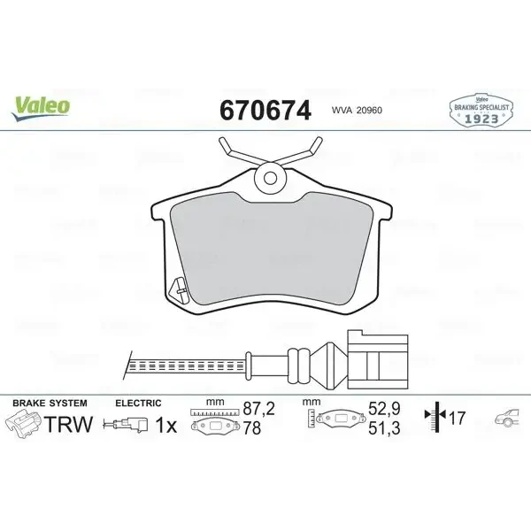 Valeo Arka Fren Balatası – 670674 / OEM 5K0698451B