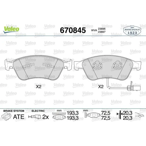 Valeo Ön Fren Balatası – 670845 / OEM 4E0698151J
