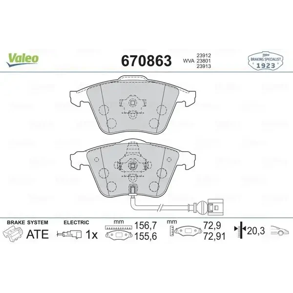 Valeo Ön Fren Balatası – 670863 / OEM 1K0698151P