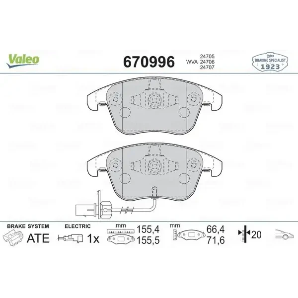 Valeo Ön Fren Balatası – 670996 / OEM 8K0698151F