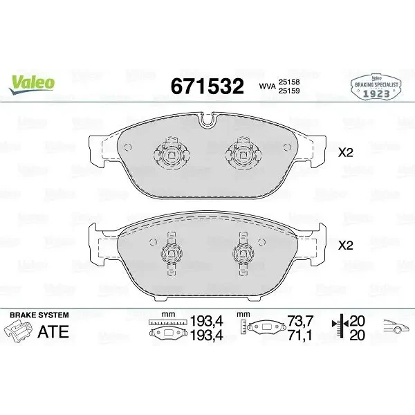 Valeo Ön Fren Balatası – 671532 / OEM 4G0698151G