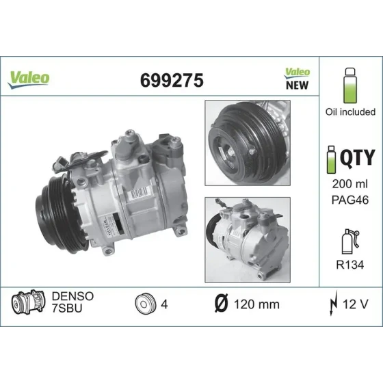 Valeo Klima Kompresörü – 699275 / OEM 4B0260805PX ürün görseli