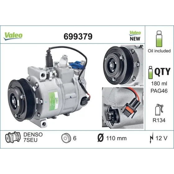 Valeo Klima Kompresörü – 699379 / OEM 8E0260805S ürün görseli