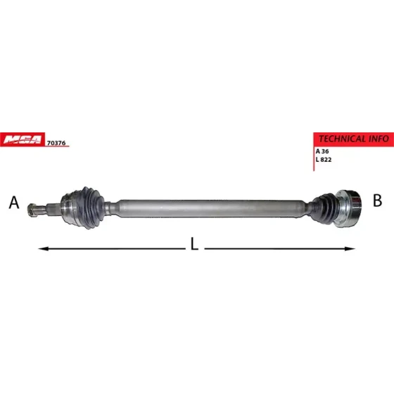 MGA Ön Aks (Sağ) – 70376 / OEM 1J0407272BL ürün görseli