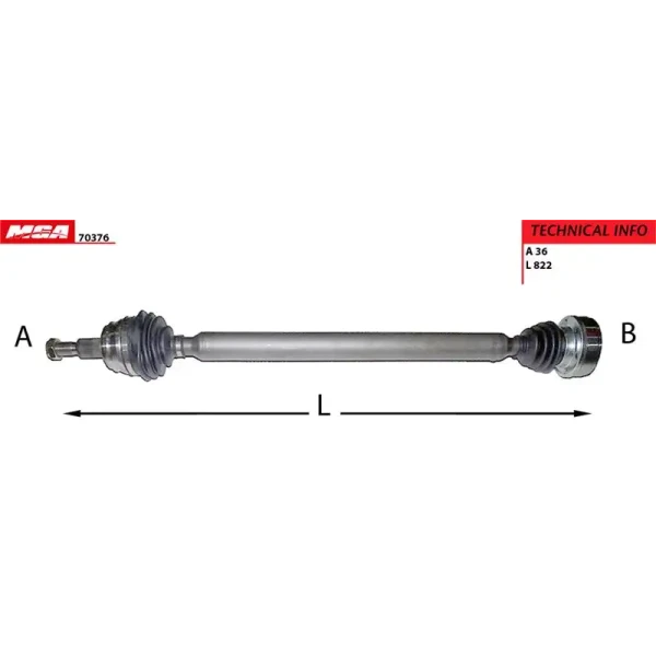 MGA Ön Aks (Sağ) – 70376 / OEM 1J0407272BL