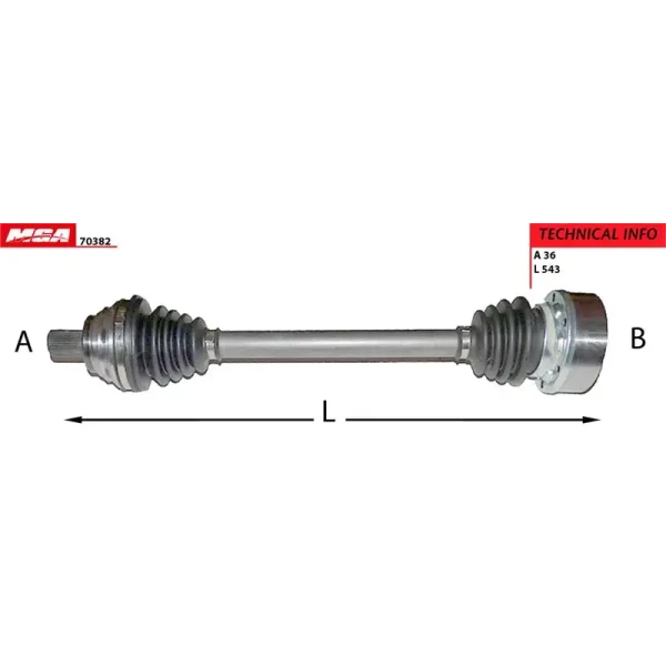 MGA Ön Aks (Sol) – 70382 / OEM 1K0407271DJ