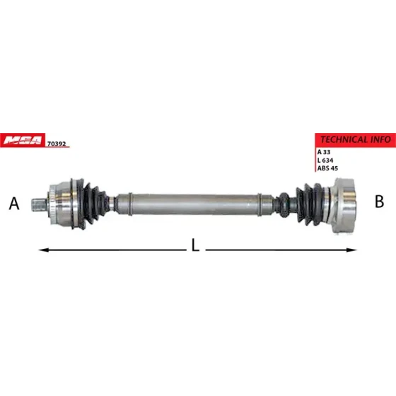 MGA Ön Aks (Sağ) – 70392 / OEM 8D0407272AQ ürün görseli