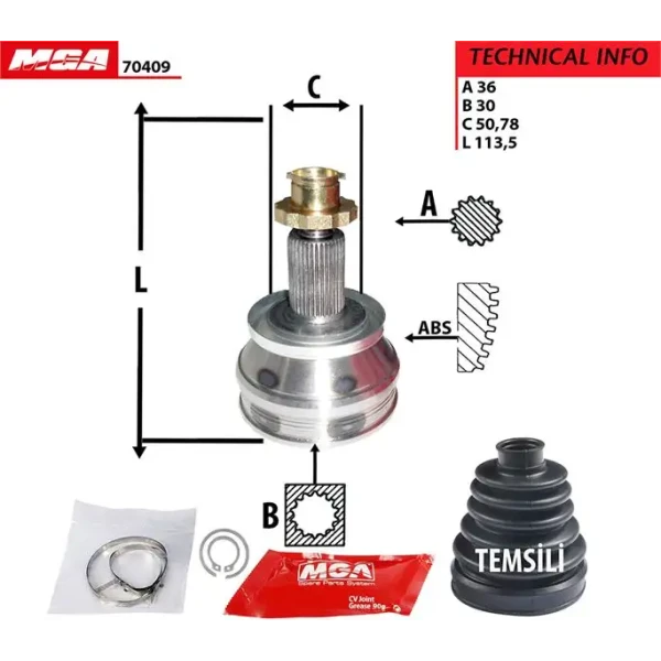 MGA Aks Kafası (Dış) – 70409 / OEM 6Q0498099E