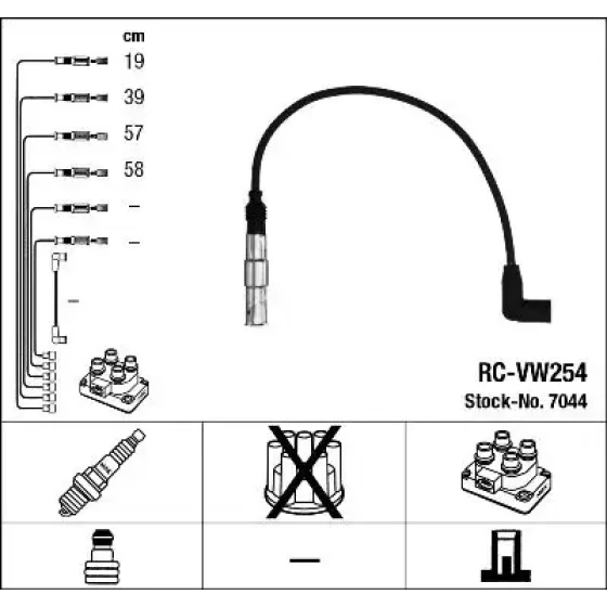 NGK Buji Kablosu – 7044 / OEM RCVW254 ürün görseli