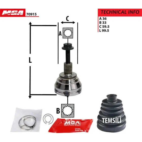 MGA Aks Kafası (Dış) – 70915 / OEM 5M0498099 ürün görseli