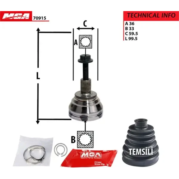 MGA Aks Kafası (Dış) – 70915 / OEM 5M0498099