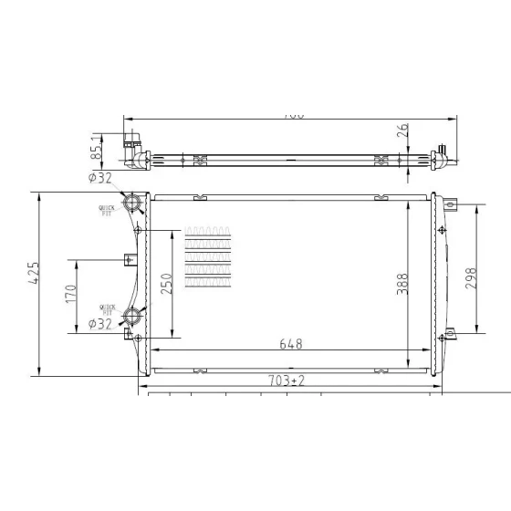 MGA Radyatör – 80179 / OEM 1K0121253AA ürün görseli