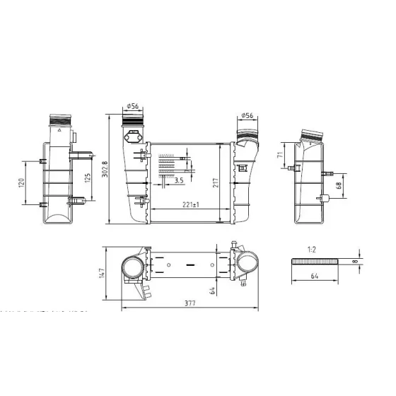 MGA Turbo Radyatörü – 80530 / OEM 8E0145805T ürün görseli