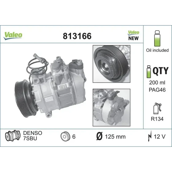 Valeo Klima Kompresörü – 813166 / OEM 4D0260805B ürün görseli