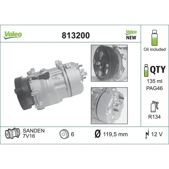 Valeo Klima Kompresörü – 813200 / OEM XM2H19D629AA ürün görseli