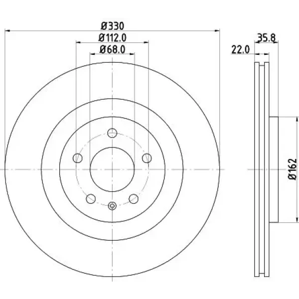 Hella Arka Fren Diski – 8DD355118-021 / OEM 8W0615601E