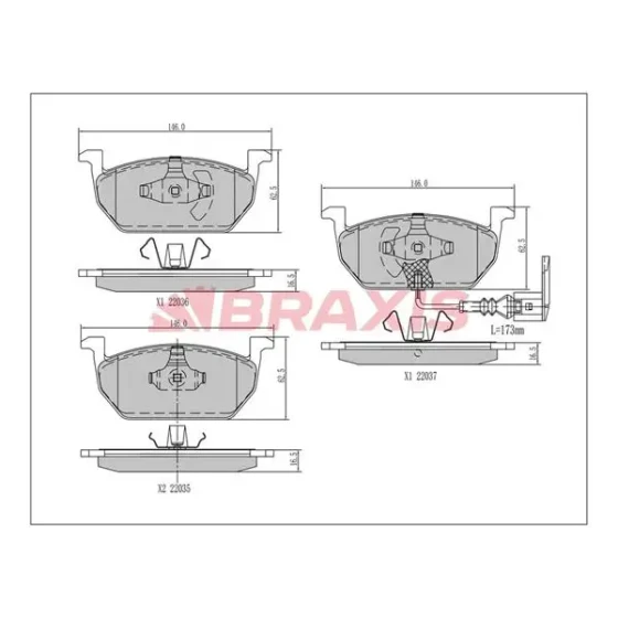 Braxis Ön Fren Balatası – AA0458 / OEM 5Q0698151H ürün görseli