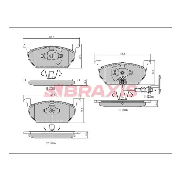 Braxis Ön Fren Balatası – AA0458 / OEM 5Q0698151H