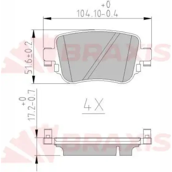 Braxis Arka Fren Balatası – AA0621 / OEM 5Q0698451F ürün görseli