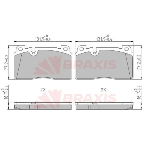 Braxis Ön Fren Balatası – AA0639 / OEM 8R0698151C ürün görseli