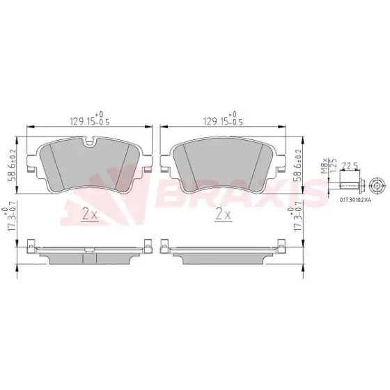 Braxis Arka Fren Balatası – AA0664 / OEM 8W0698451BF ürün görseli