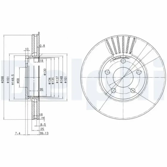 Delphi Ön Fren Diski – BG2745 / OEM 4B0615301B ürün görseli