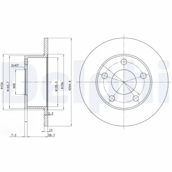 Delphi Arka Fren Diski – BG2746 / OEM 8E0615601 ürün görseli
