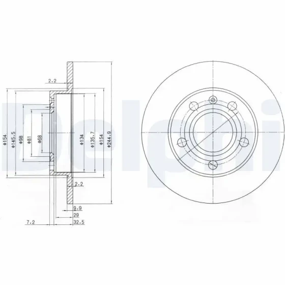 Delphi Arka Fren Diski – BG2753C / OEM 8E0615601P ürün görseli