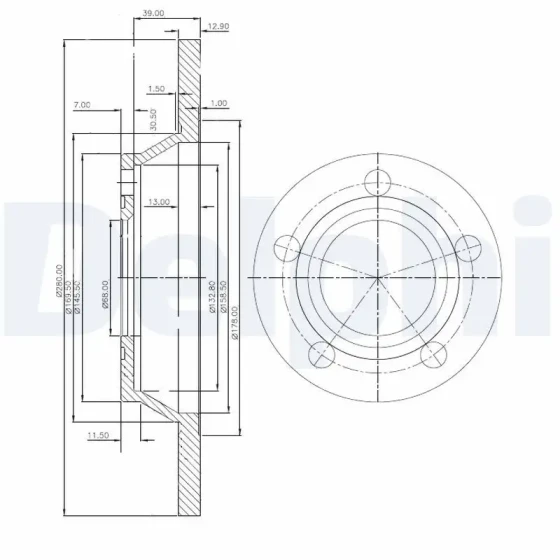 Delphi Ön Fren Diski – BG2987 / OEM 8D0615301A ürün görseli