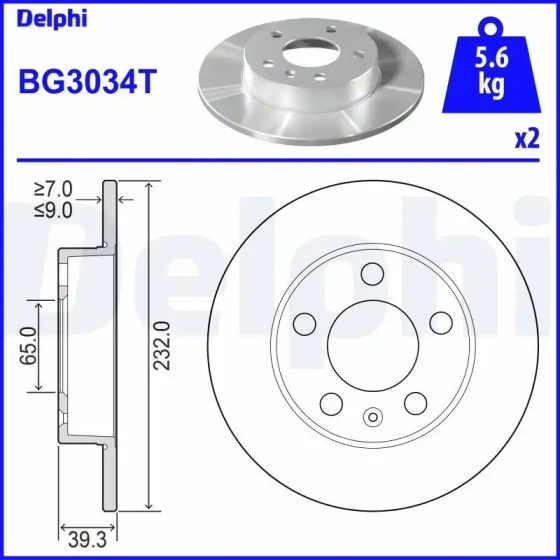 Delphi Arka Fren Diski – BG3034T ürün görseli