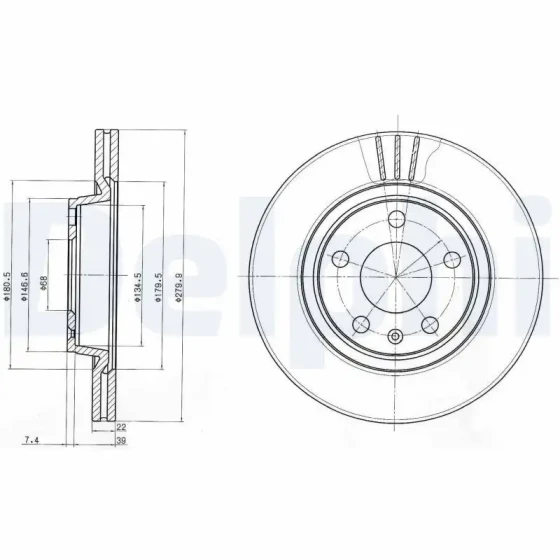 Delphi Ön Fren Diski – BG3198 / OEM 8E0615301P ürün görseli