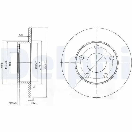 Delphi Arka Fren Diski – BG3381 / OEM 8E0615601A ürün görseli