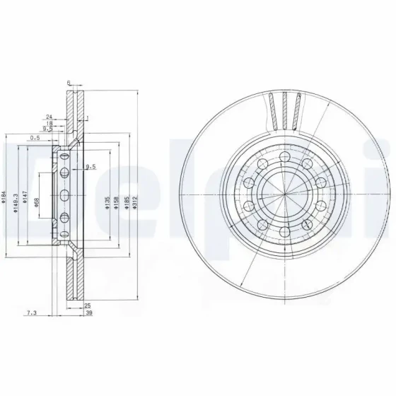 Delphi Ön Fren Diski – BG3657 / OEM 3B0615301B ürün görseli